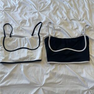 Black and White Crop Tops with Contrast Trim